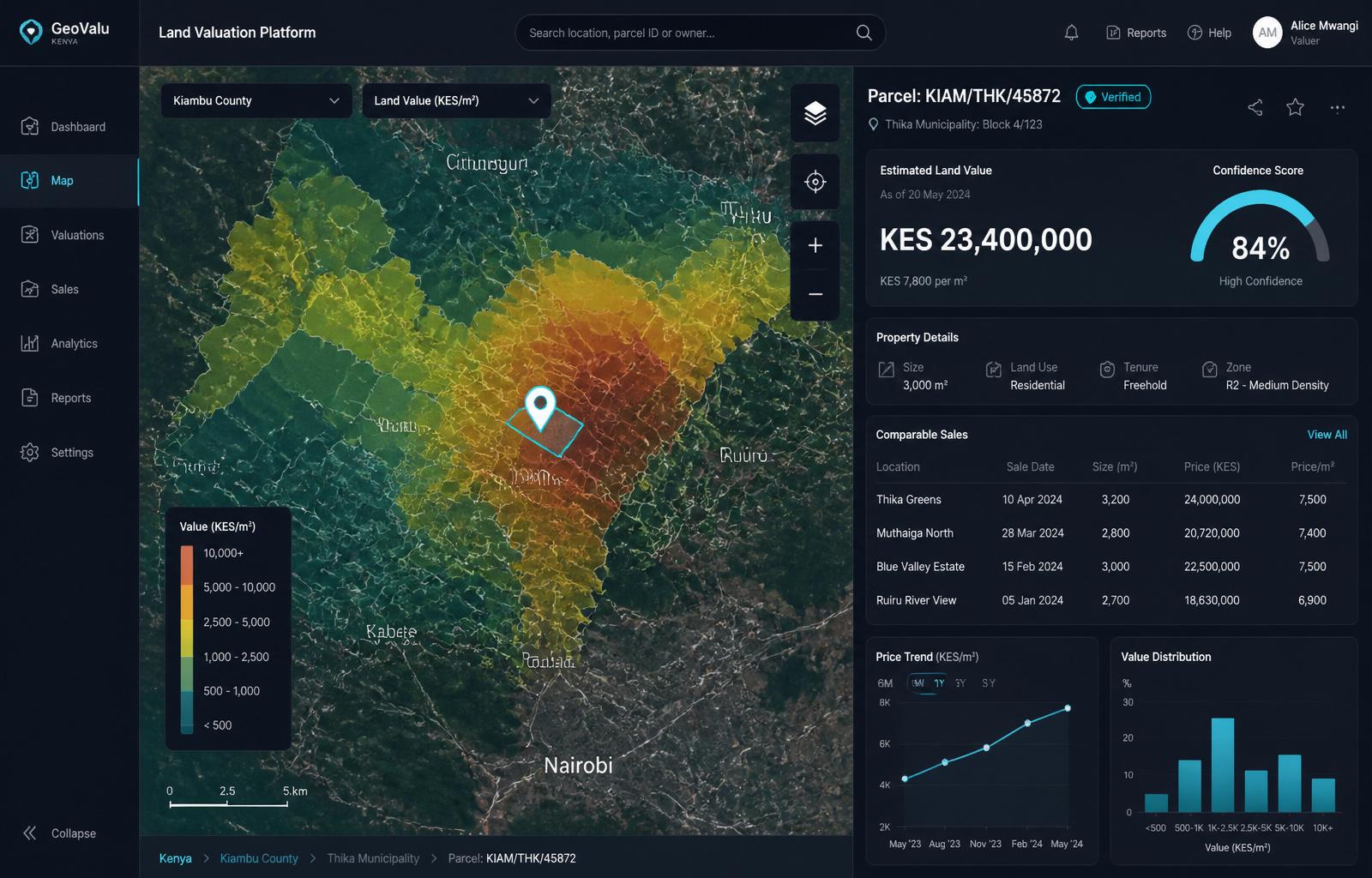 Land Valuation Platform interface preview